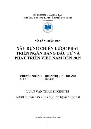 Luận văn Xây dựng chiến lược phát triển Ngân hàng Đầu tư và Phát triển Việt nam đến 2015