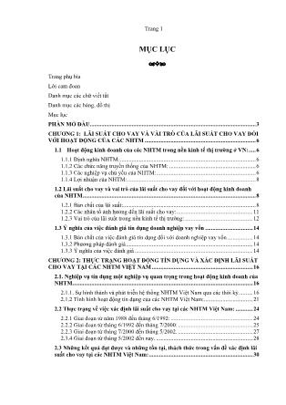 Luận văn Xây dựng phương pháp xác định lãi suất cho vay qua đánh giá tín dụng doanh nghiệp phù hợp với Ngân hàng thương mại Việt Nam