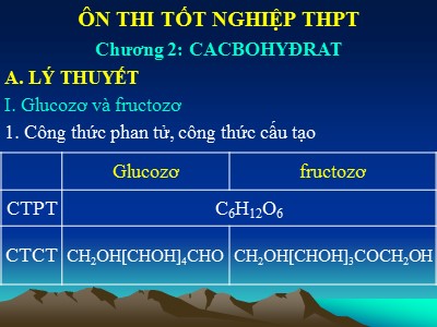 Ôn thi tốt nghiệp THPT - Chương 2: Cacbohyđrat