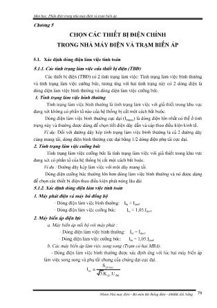 Phần điện trong nhà máy diện và trạm biến áp (Phần 2)