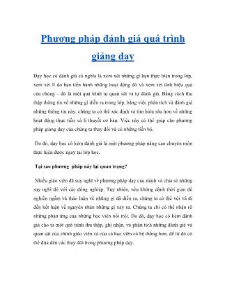 Phương pháp đánh giá quá trình giảng dạy