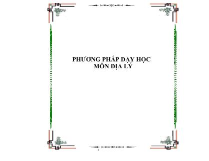 Phương pháp dạy học môn địa lý