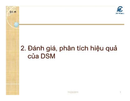 Quản lý nhu cầu phụ tải điện (Demandemand Side Management) - ThS. Đặng Quang Minh (Tiếp)