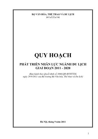 Quy hoạch phát triển nhân lực ngành du lịch giai đoạn 2011 - 2020