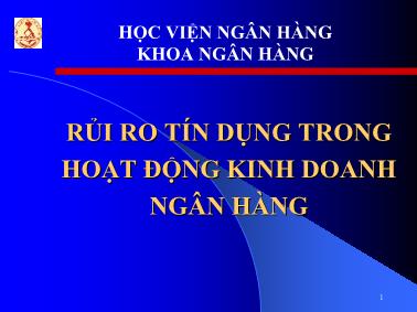 Rủi ro tín dụng trong hoạt động kinh doanh ngân hàng