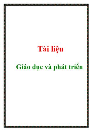 Tài liệu Giáo dục và phát triển