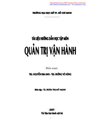 Tài liệu hướng dẫn môn Quản trị vận hành