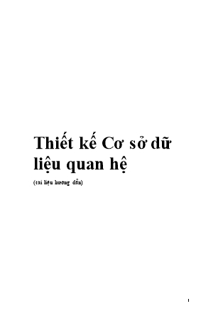 Thiết kế Cơ sở dữ liệu quan hệ