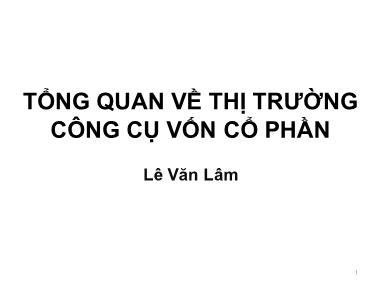 Tổng quan về thị trường công cụ vốn cổ phần - Lê Văn Lâm