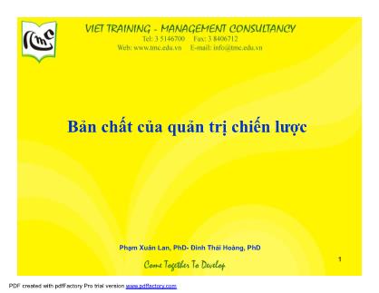 Bài giảng Bản chất của quản trị chiến lược