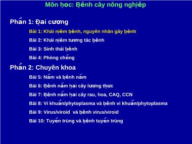 Bài giảng Bệnh cây nông nghiệp