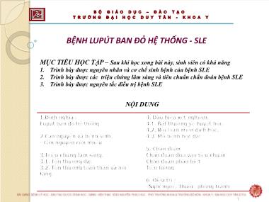 Bài giảng Bệnh Lupút ban đỏ hệ thống-SLE - ThS. Nguyễn Phúc Học