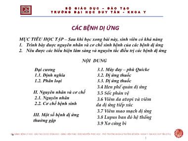 Bài giảng Các bệnh dị - ThS. Nguyễn Phúc Học