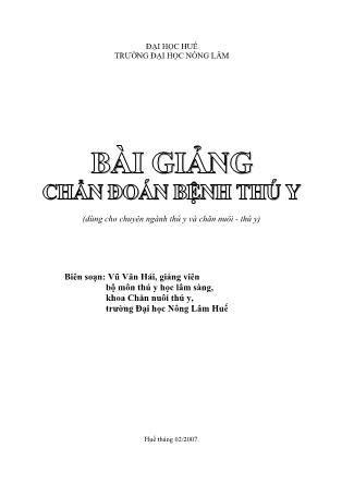 Bài giảng Chẩn đoán bệnh thú y