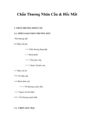 Bài giảng Chấn thương nhãn cầu & hốc mắt