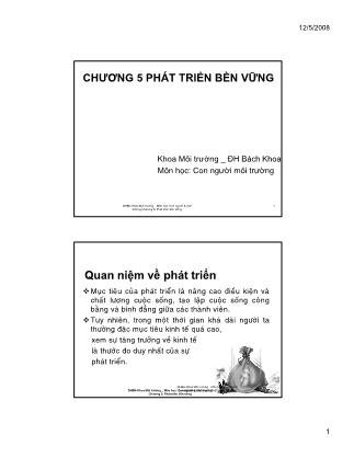 Bài giảng Con người và môi trường - Chương V: Phát triển bền vững