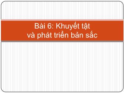 Bài giảng Công tác xã hội với người khuyết tật - Bài 6: Khuyết tật và phát triển bản sắc - Trần Văn Kham