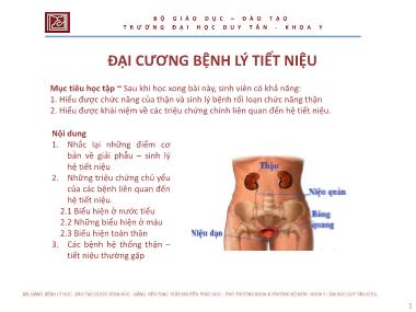 Bài giảng Đại cương bệnh lý tiết niệu - ThS. Nguyễn Phúc Học