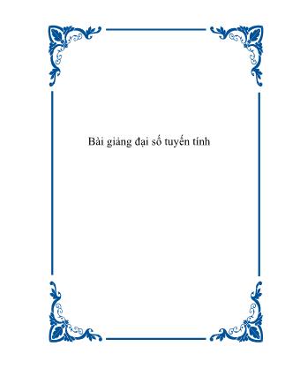 Bài giảng Đại số tuyến tính