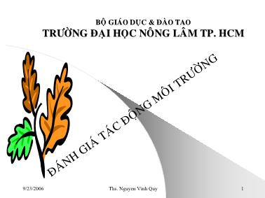 Bài giảng Đánh giá tác động môi trường - ThS. Nguyễn Hữu Vinh