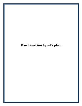 Bài giảng Đạo hàm-Giới hạn-Vi phân