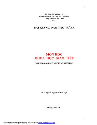 Bài giảng đào tạo từ xa môn Khoa học giao tiếp - Th.S. Nguyễn Ngọc Lâm