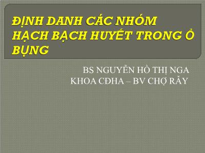 Bài giảng Định danh các nhóm hạch bạch huyết trong ổ bụng - Nguyễn Hồ Thị Nga