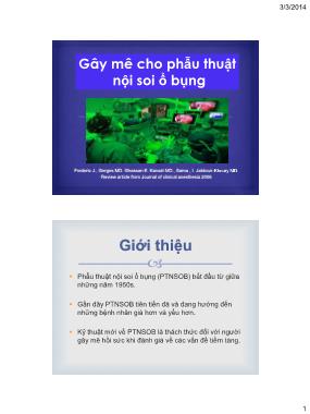 Bài giảng Gây mê cho phẫu thuật nội soi ổ bụng