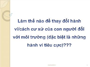 Bài giảng Giáo dục và truyền thông môi trường - Chương 1: Tổng quan về giáo dục môi trường