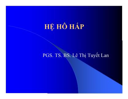 Bài giảng Hệ hô hấp - PGS. TS. Lê Thị Tuyết Lan