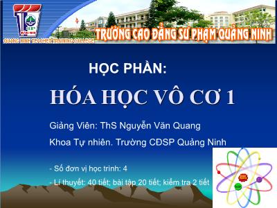 Bài giảng Hóa học vô cơ 1 - Chương II: Hiđro -oxi-nước - ThS Nguyễn Văn Quang