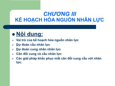 Bài giảng Kế hoạch hóa nguồn nhân lực