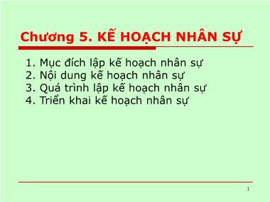 Bài giảng Kế hoạch kinh doanh (Business plan) - Chương 5: Kế hoạch nhân sự