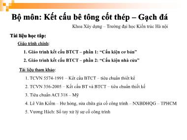 Bài giảng Kết cấu bê tông cốt thép-Gạch đá