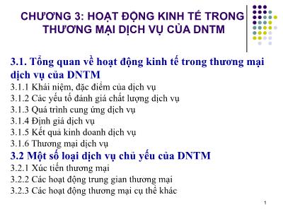 Bài giảng Kinh tế doanh nghiệp thương mại - Chương 3: Hoạt động kinh tế trong thương mại dịch vụ của DNTM