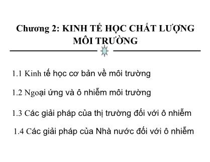 Bài giảng Kinh tế môi trường - Bài mở đầu, Chương 2: Kinh tế học chất lượng môi trường