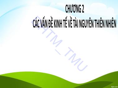 Bài giảng Kinh tế môi trường (Environmental Economics) - Chương 2: Các vấn đề kinh tế về tài nguyên thiên nhiên