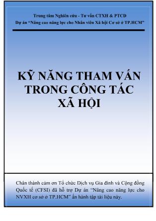 Bài giảng Kỹ năng tham vấn trong công tác xã hội