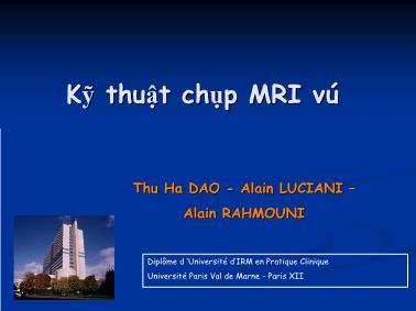 Bài giảng Kỹ thuật chụp MRI vú