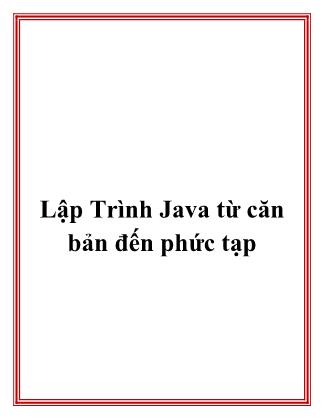 Bài giảng Lập trình Java từ căn bản đến phức tạp