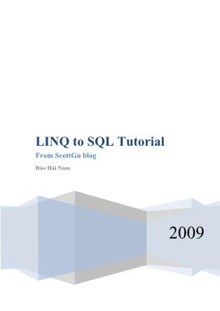 Bài giảng LINQ to SQL - Đào Hải Nam