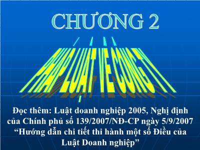 Bài giảng Luật doanh nghiệp - Chương 2: Pháp luật về công ty: Công ty cổ phần