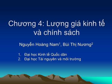 Bài giảng Lượng giá kinh tế tài nguyên và môi trường - Chương IV: Lượng giá kinh tế và chính sách - Nguyễn Hoàng Nam