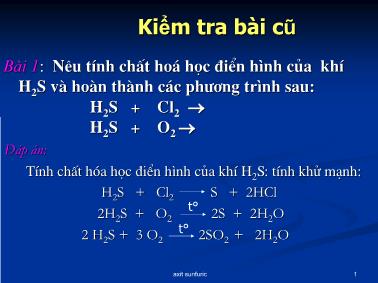 Bài giảng Lưu huỳnh trioxit axit sunfuric - Nguyễn Thị Kim Thành