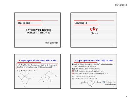 Bài giảng Lý thuyết đồ thị (Graph Theory) - Chương 4: Cây (Tree) - Trần Quốc Việt