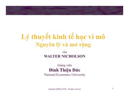 Bài giảng Lý thuyết kinh tế học vi mô - Chương 1: Mô hình kinh tế - Đinh Thiện Đức