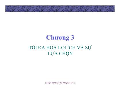 Bài giảng Lý thuyết kinh tế học vi mô - Chương 3: Tối đa hoá lợi ích và sự lựa chọn - Đinh Thiện Đức