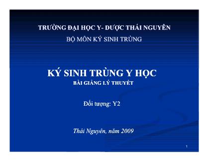 Bài giảng Lý thuyết Ký sinh trùng y học