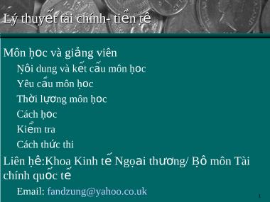 Bài giảng Lý thuyết tài chính - tiền tệ