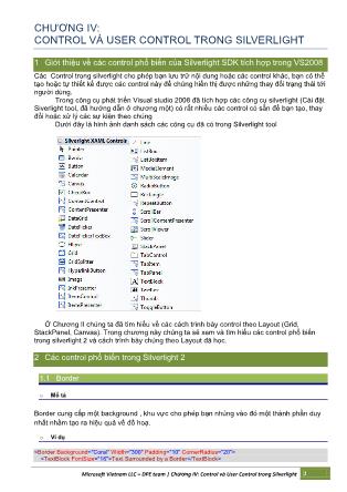 Bài giảng Mạng Silverlight - Chương 4: Control và user control trong Silverlight